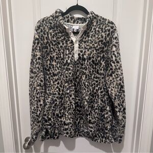 Leopard Print Fleece Pullover